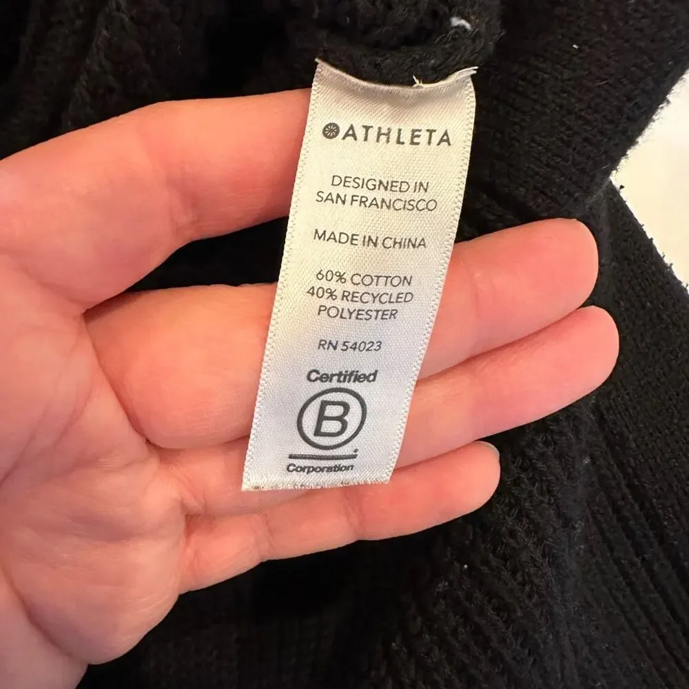 Athleta West End Ribbed Knit Side Slit Hem D-Ring Black Tunic Sweater Size XS